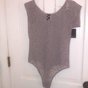 Free Press Lace Thong Bodysuit in Soft Purple